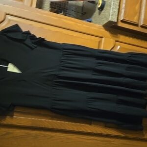 Jersey Black Women's Dress. Tiered Ruffles. NWT